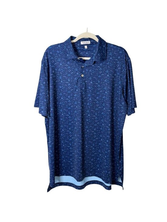 Peter Millar Other - Peter Millar Summer Comfort Men Size L Polo Back To The Future Blue Short Sleeve